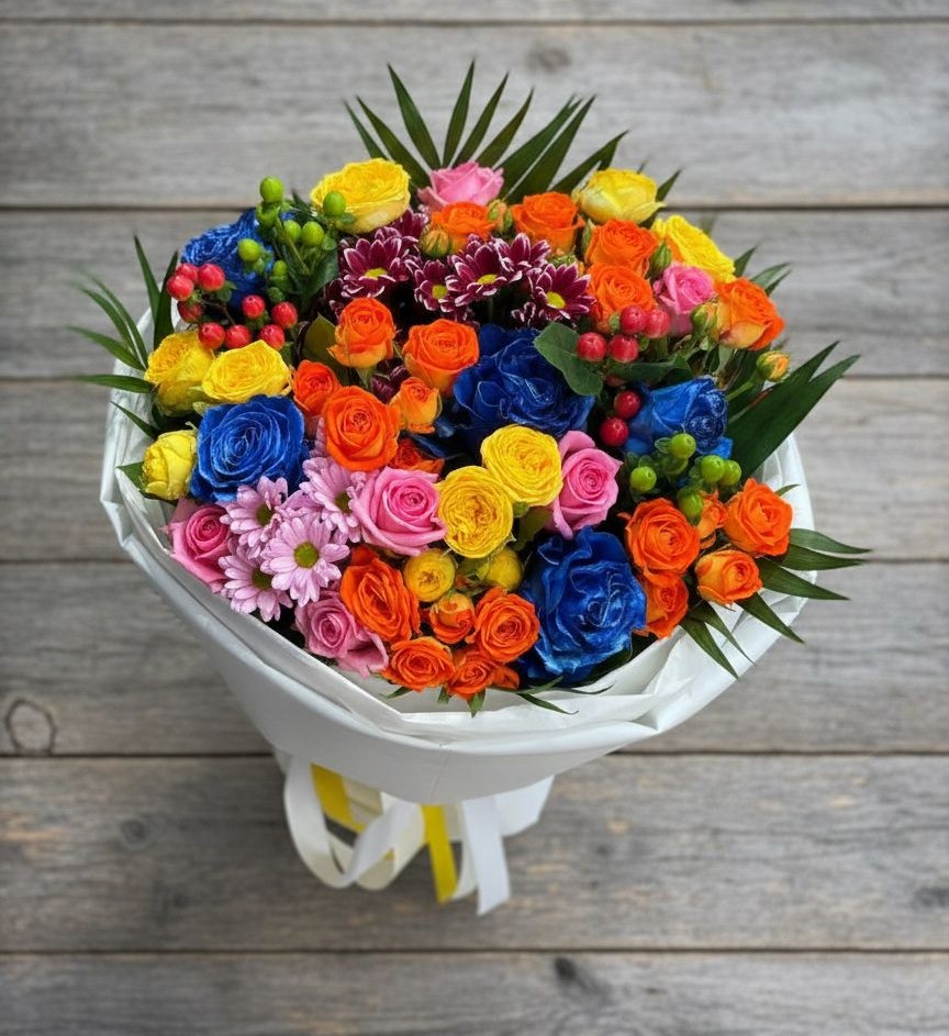 Букет цветов из: Розы и Хризантемы в Сосново Ленинградская область