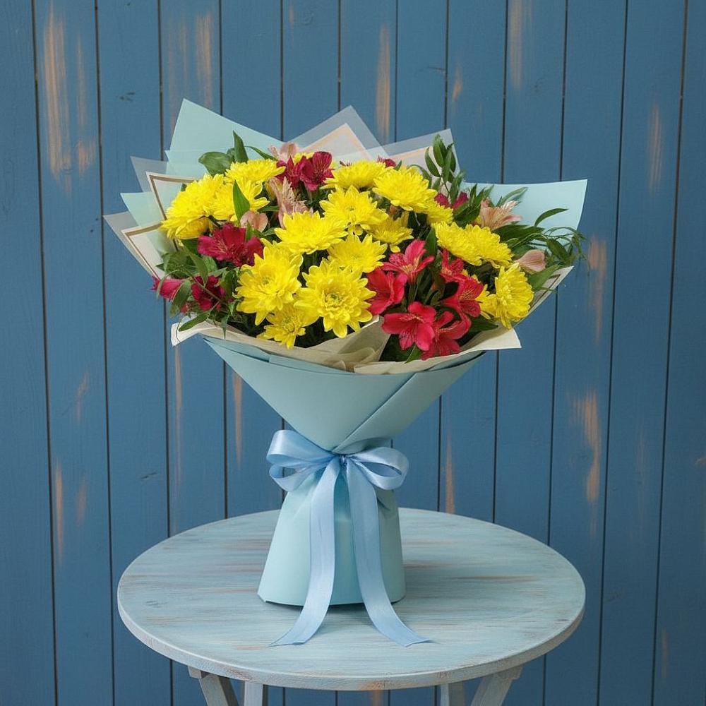 Букет цветов из: Альстромерии и Хризантемы в Сосново Ленинградская область