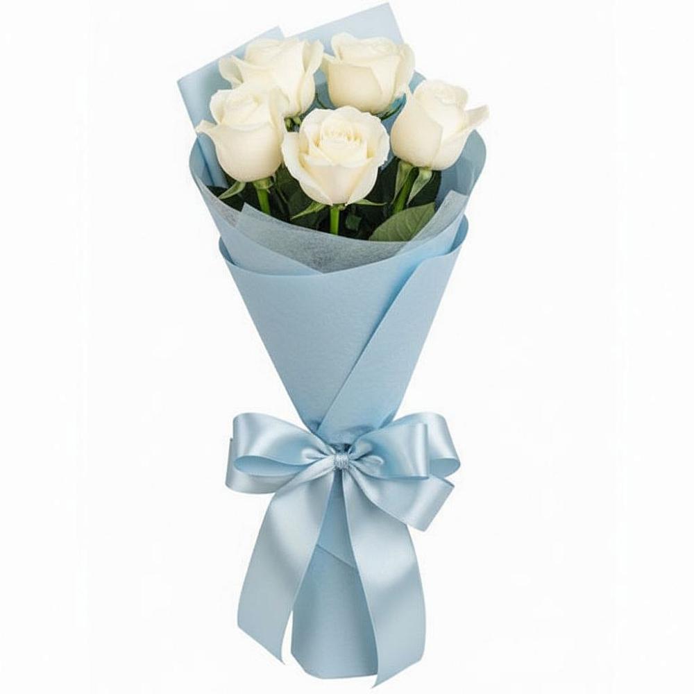 Букет 5 Белых роз Проуд в Сосново Ленинградская область