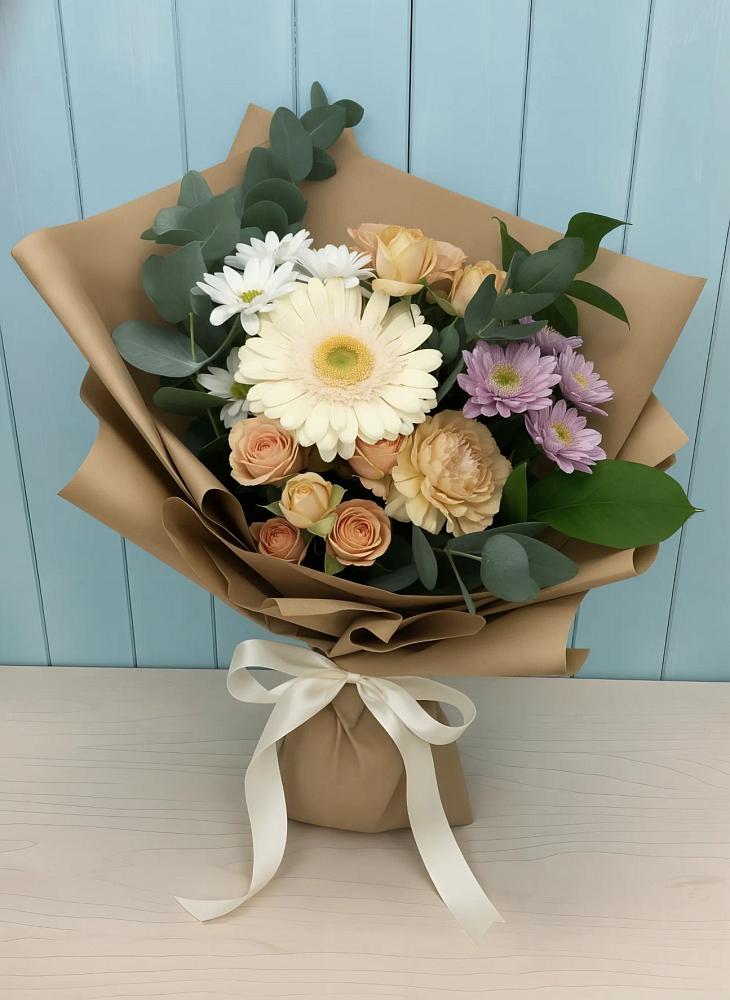 Букет цветов из: Герберы и Хризантемы в Сосново Ленинградская область