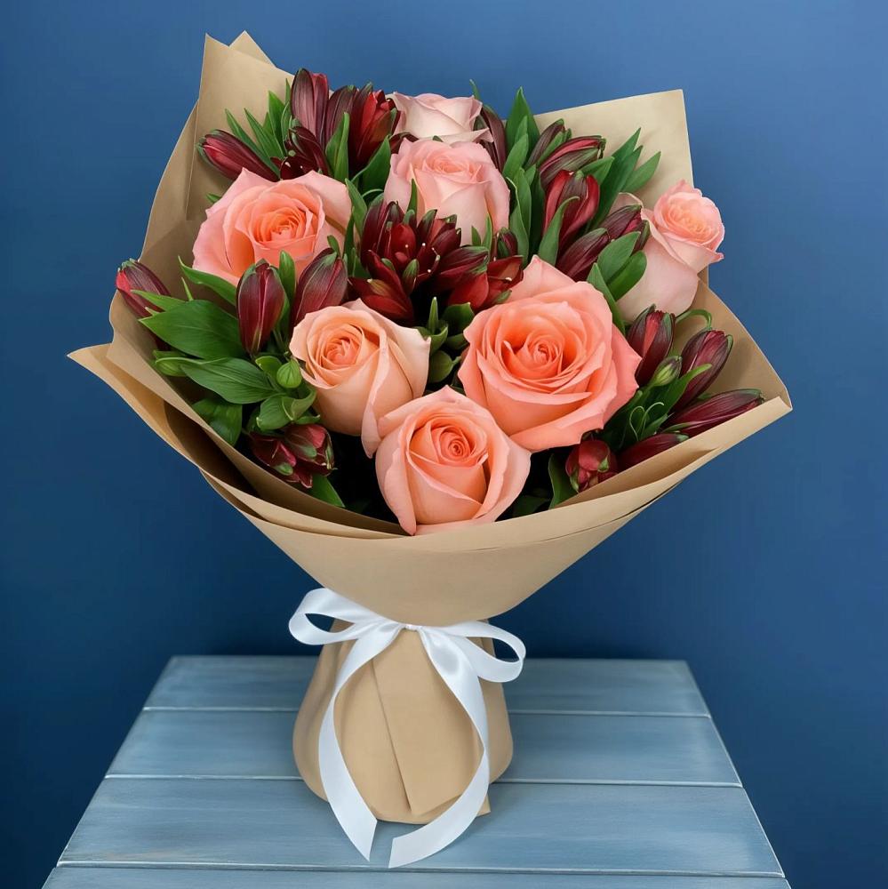 Букет цветов из: Розы и Альстромерии в Сосново Ленинградская область