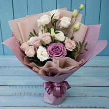 Букет цветов из:  Розы и Лизиантусы в Сосново Ленинградская область