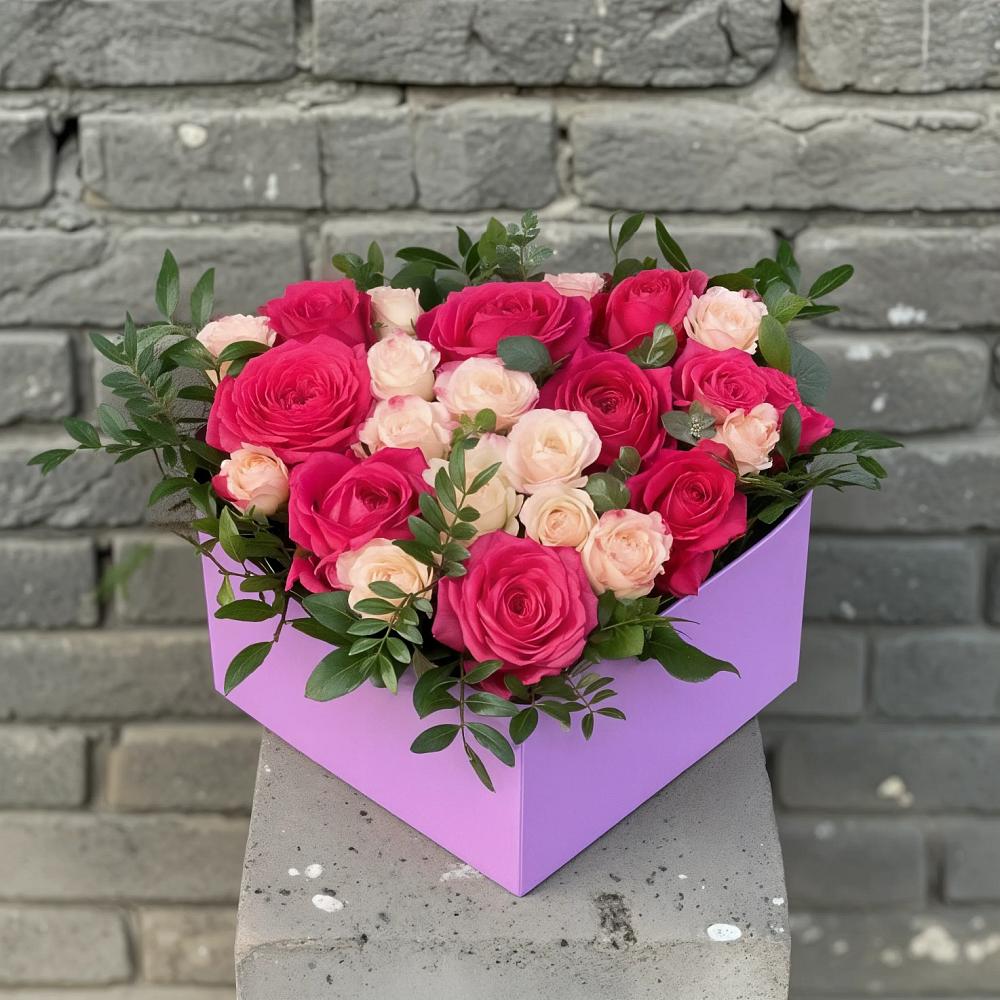 Цветочная композиция из Розы в коробке в Сосново Ленинградская область