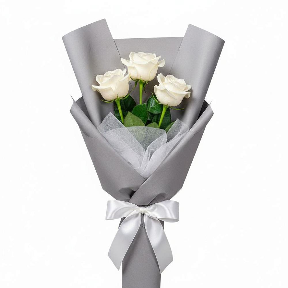 Букет 3 белые розы в Сосново Ленинградская область