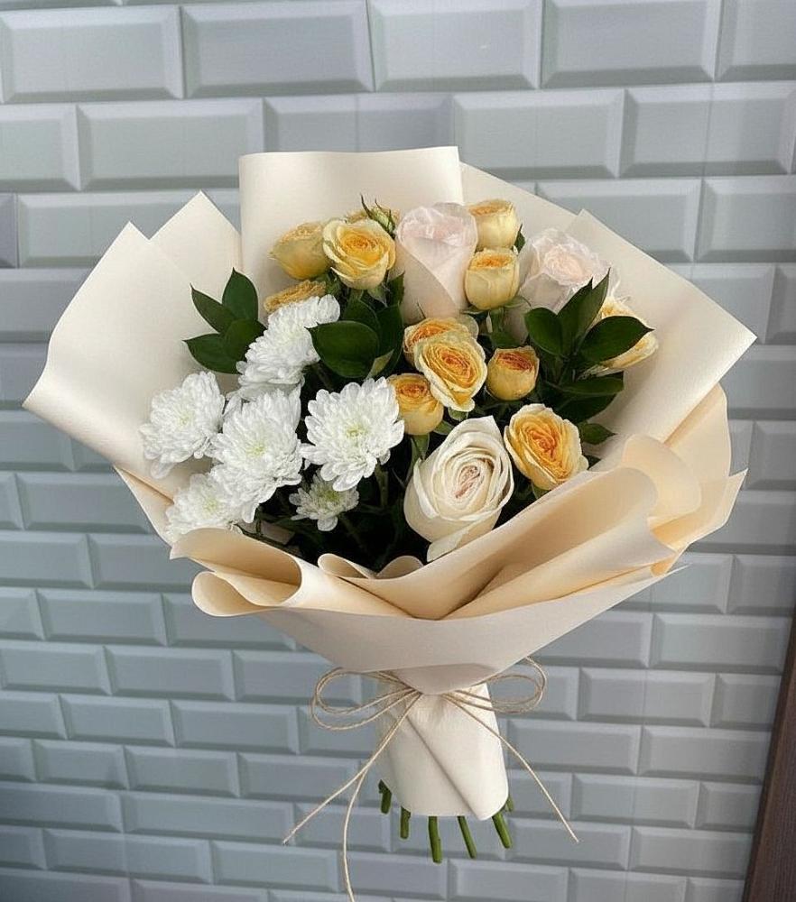 Букет цветов из: Розы и Хризантемы в Сосново Ленинградская область