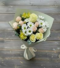 Букет цветов из:  Альстромерии, Розы и Хризантемы #REPLACE_PRED# Сосново Ленинградская область