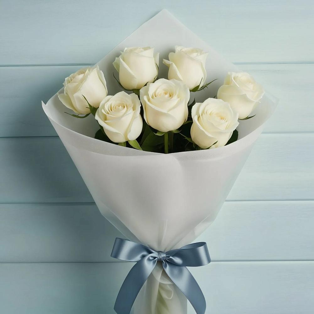 Букет 7 Белых роз Эдлесс Лав в Сосново Ленинградская область